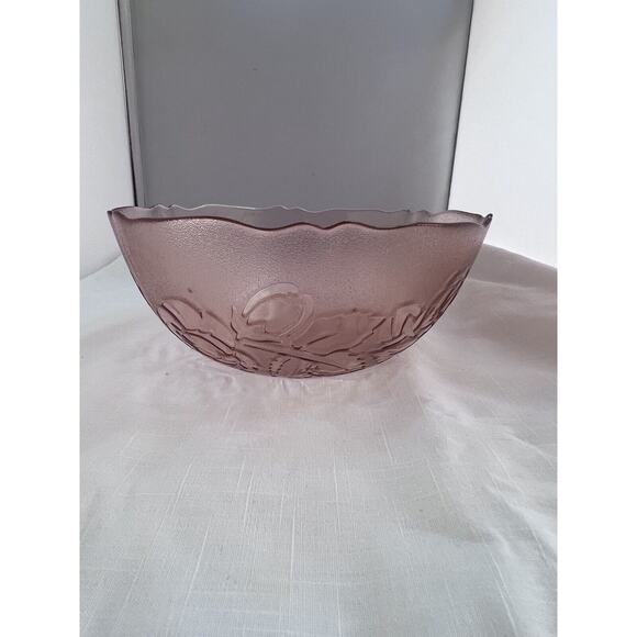 Vintage Arcoroc rose pink glass Fruit Serving bowl 1970s France Rosaline - Picture 3 of 5